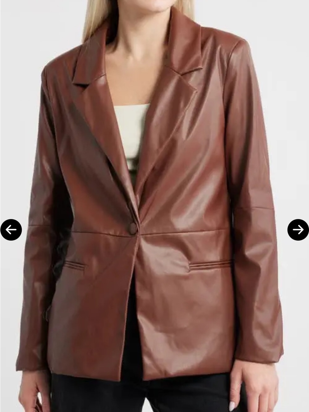 Princess Polly Chestnut Brown Faux Leather Blazer